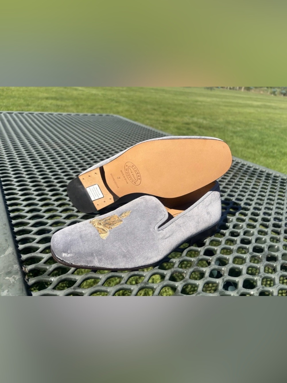 Stubbs & Wootton Men’s Grey Buddha Bespoke Slippers  7